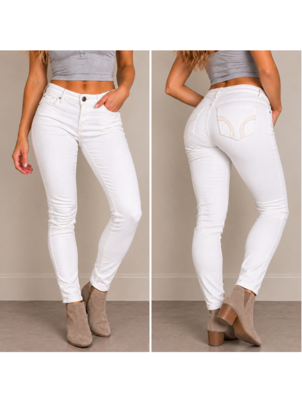 Hollister 5R 27 White Low Rise Skinny Jeans Stretch Denim Y2K